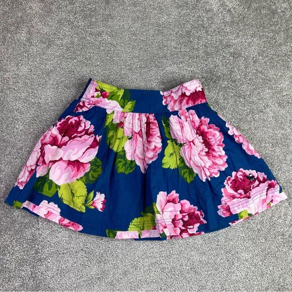 Abercrombie & Fitch Mini Skirt Women's Small Blue Floral Flare Lined Y2K - Picture 1 of 8